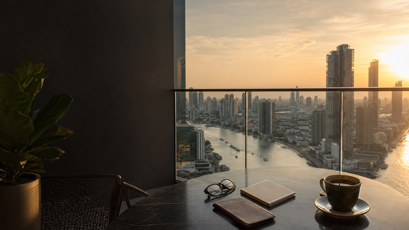 Bangkok skyline and river as a retirement care destination